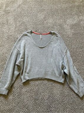 Free People Scoop Neck Sweater - Light Gray